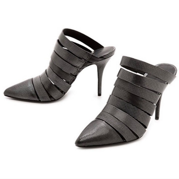 Alexander Wang Black and Silver Mules - Picture 1 of 6